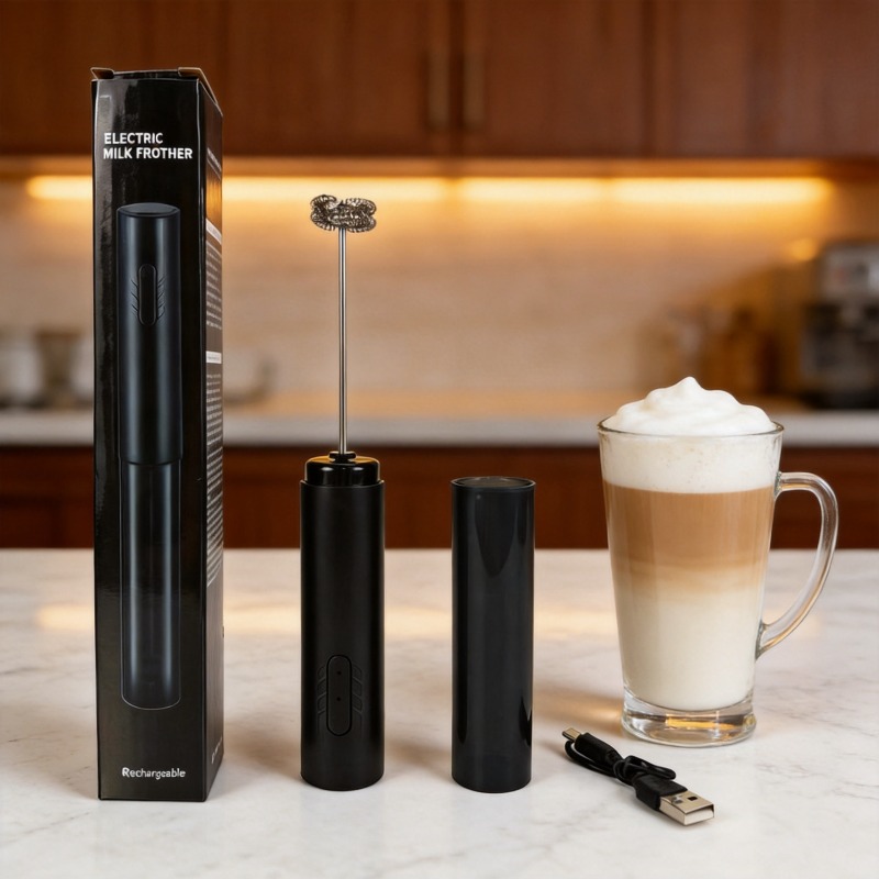 Electric Milk Frother Handheld - Elektrischer Milchaufschäumer, tragbarer Eiermixer, USB-aufladbarer Handmixer,