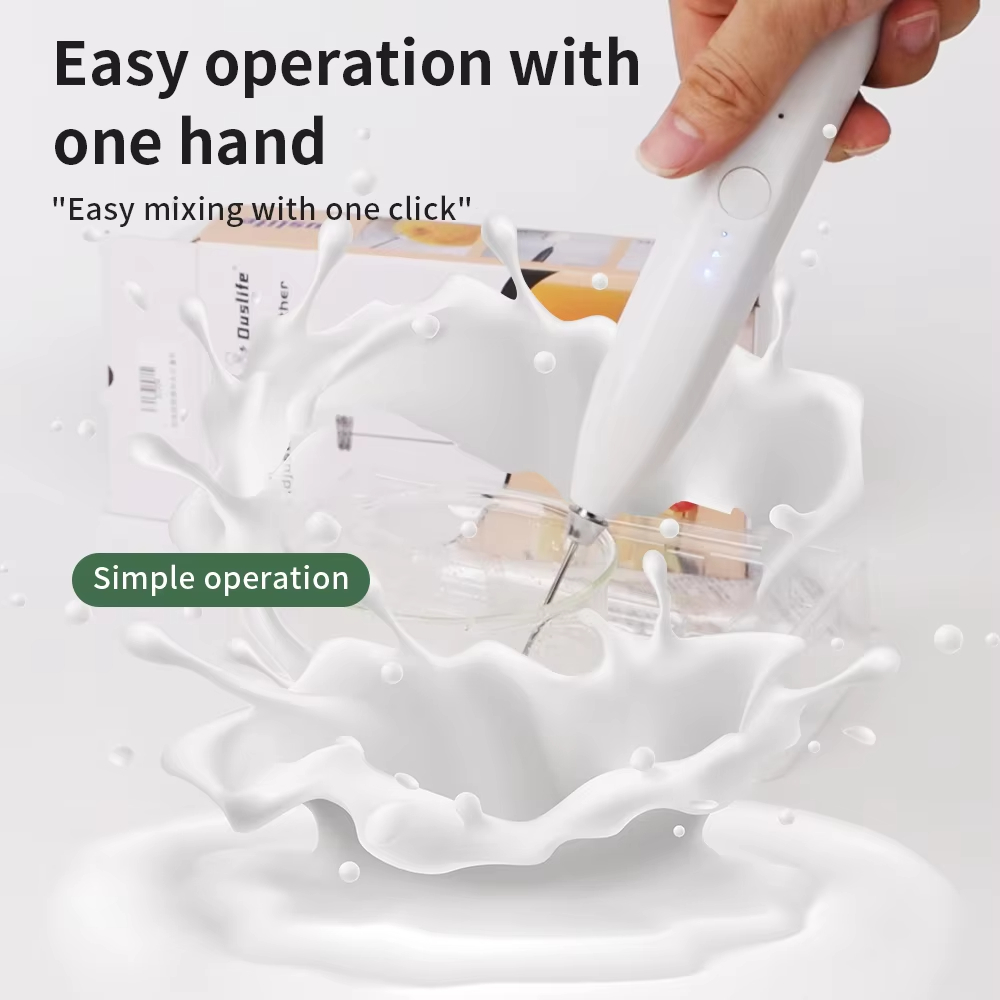 Electric Milk Frother Handheld - Elektrischer Milchaufschäumer, Küchenhelfer mit 3 Geschwindigkeitsstufen,